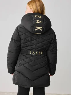 Baker by Ted Baker Noir - Manteau Ceinturé , mi-lourd, matelassé et Résistant à la douche Outlet