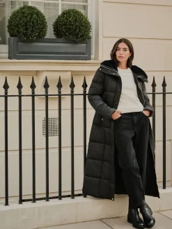 Next Noir - Manteau long matelassé Résistant à la douche Online
