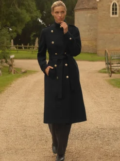 Love & Roses Noir - Manteau enveloppant à col cheminée Hot