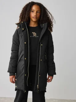 Baker by Ted Baker Noir - Manteau matelassé long imperméable fille Best