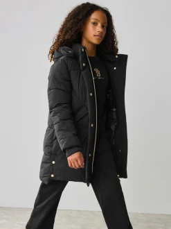 Baker by Ted Baker Noir - Manteau matelassé long imperméable fille Best