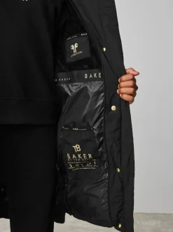 Baker by Ted Baker Noir - Manteau matelassé long imperméable fille Best