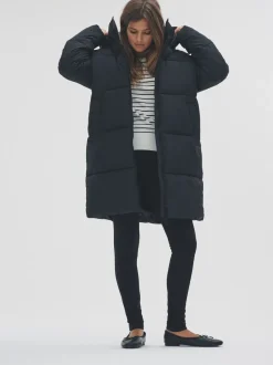 The Set Noir - Manteau mi-long matelassé long à capuche Outlet