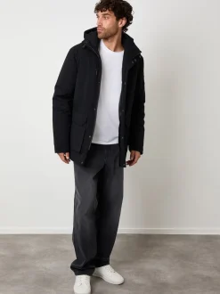 Threadbare Noir - Manteau matelassé à capuche imperméable Sale