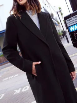 Friends Like These Noir - Manteaux mi-longs habillés à bouton unique Coupe standard Discount