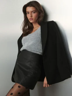 Next Noir - Mini jupe en cuir Faux Online