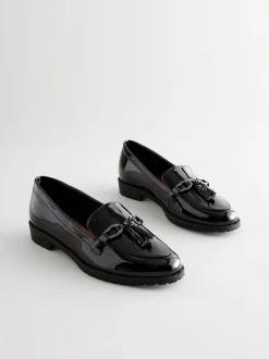 Next Noir - Mocassins vernis à glands avec détails métalliques Sale