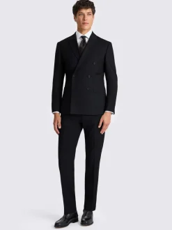 MOSS Noir - veste ajustée de costume extensible à double boutonnage