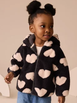 Next Noir à motif cœur - Polaire zippée (3mois-7ans) Online