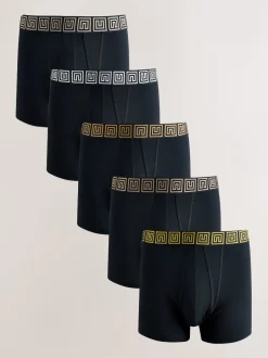 Next - Boxer A-Front en coton riche Noir à motif métallisé