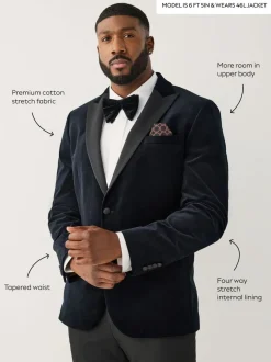 Next Noir - Moulant - Blazer Motionflex Extensible en velours Sale