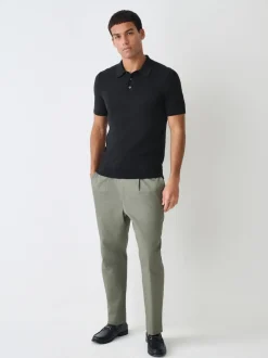 Next Noir - Moulant - Polo en coton riche en coton à manches courtes Sale