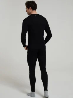 Mountain Warehouse Noir - Haut thermique à col rond en mérinos pour homme New