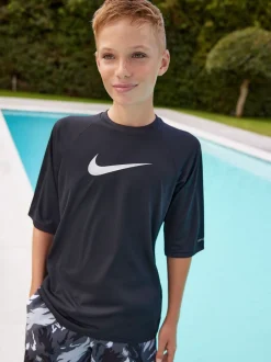 Nike Noir - Sun Safe Hydroguard Manches courtes Rash Vest New