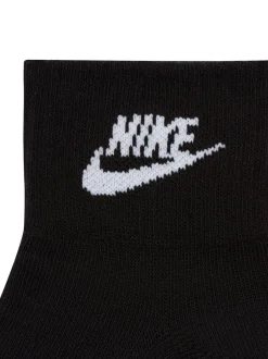 Nike Noir - Tous les jours Essentiel Cheville 100% Coton Chaussettes 3 Lot