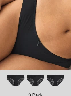 Next - No VPL Lace Back Briefs 3 Pack Noir Online