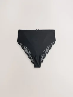 Next Noir - No VPL Lace Back Briefs 3 Pack Jambe haute taille haute New