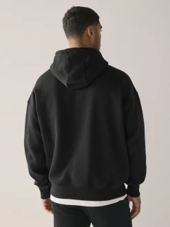 Next Noir - Oversize - Sweat-shirt à capuche en jersey riche en coton épais