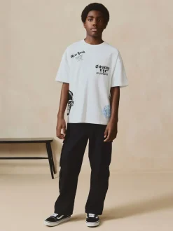 Next Noir - Pantalon cargo en coton tissé en sergé (3-16ans)