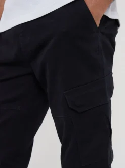 Threadbare Noir - Pantalon cargo style jogger en coton stretch Hot