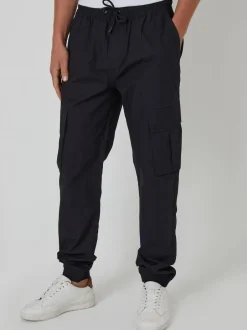 Threadbare Noir - Pantalon cargo slim à poignets 100% coton Online