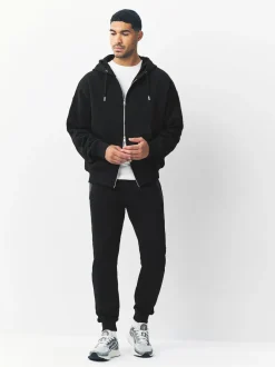 Next Noir - Pantalon de jogging en interlock doux au toucher à poignets Best