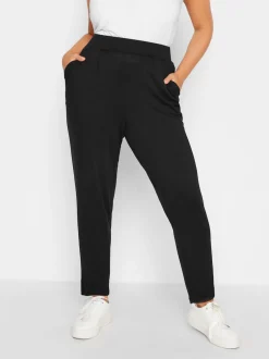 Yours Curve Noir - Pantalon de jogging en jersey stretch à double pli Outlet
