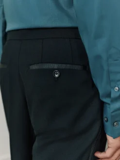 Next Noir - Pantalon de smoking en laine Marzotto Coupe classique avec bandes latérales Online