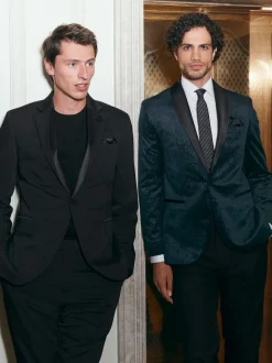 Next Noir - Pantalon de smoking en laine Marzotto Coupe classique avec bandes latérales Online