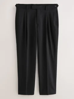 Next Noir - Pantalon élégant plissé coupe décontractée Clearance