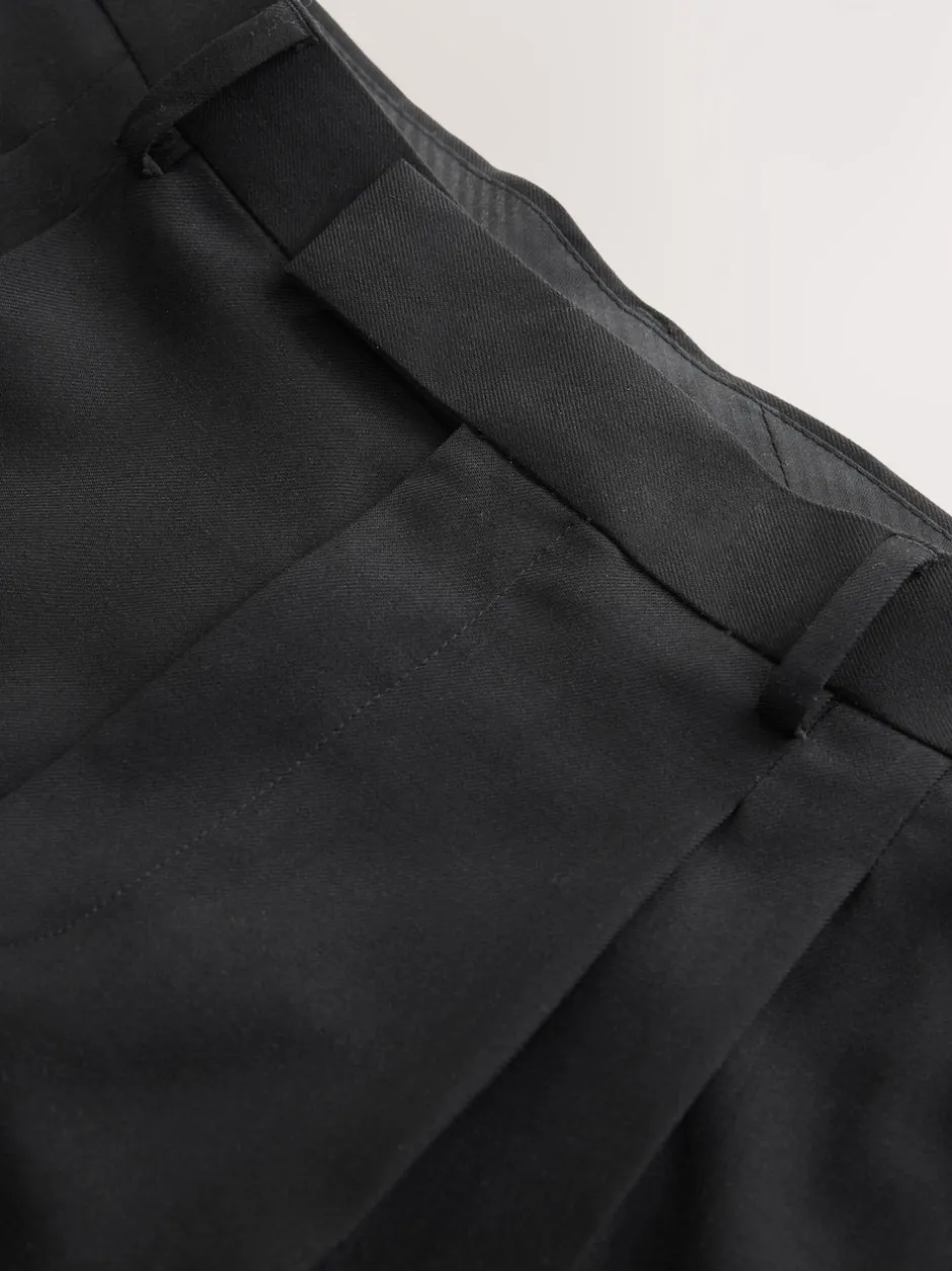 Next Noir - Pantalon élégant plissé coupe décontractée Clearance