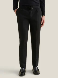 Peckham Rye Noir - Pantalon en flanelle à cordon de serrage New