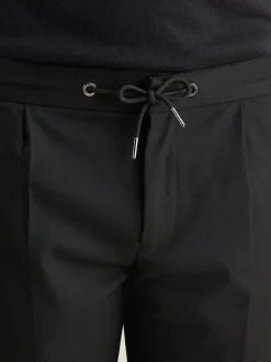 Peckham Rye Noir - Pantalon en flanelle à cordon de serrage New