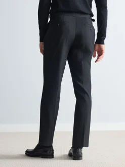 Next Noir - Pantalon Signature Smart en laine italienne texturée avec pattes d'ajustement sur les côtés Discount