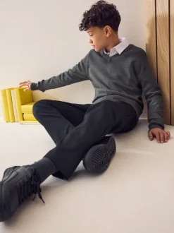 Next Noir - Pantalons d’école Coupe droite (3-17ans) Sale