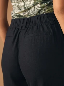 Next Noir - Pantalons intelligents à jambe large en lin Blend Sale