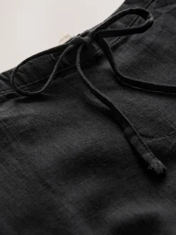 Next Noir - Pantalons intelligents à jambe large en lin Blend Sale