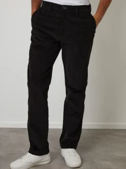 Threadbare Noir - Pantalons coupe droite en velours côtelé extensible Outlet