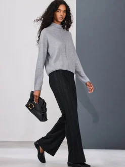 Next Noir - Pantalons évasés rayés Clearance