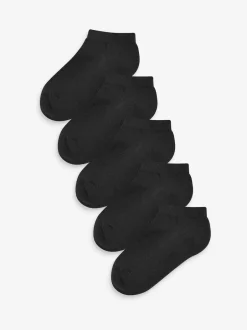 Next Noir - Paquet de 5 chaussettes d'entraînement à semelle coussinée en coton riche Outlet