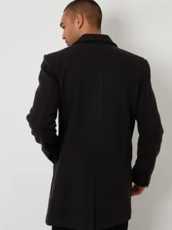 Threadbare Noir - Pardessus en fausse laine Sale