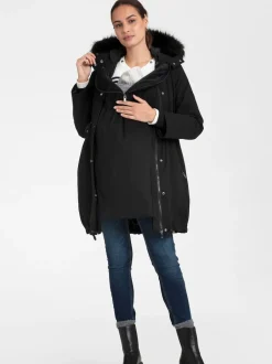 Seraphine Noir - Parka de Grossesse et de portage Premium Sub-Zero rembourrée en duvet 3en1 Clearance