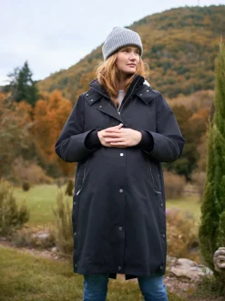 Seraphine Noir - Parka de maternité et de bébé 3 en 1 avec doublure en imitation peau de mouton Hot