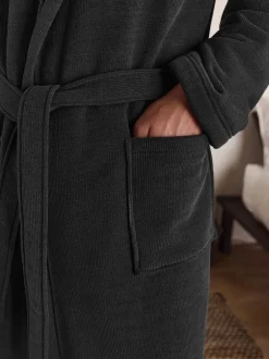 Next Noir - Peignoir texturé en velours côtelé Outlet