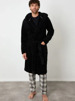 Threadbare Noir - Peignoir confortable à capuche Sale