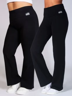 Pineapple Noir - Pantalons en jersey à ceinture repliée pour femmes