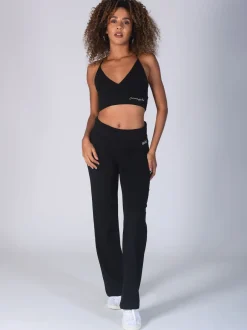 Pineapple Noir - Pantalons en jersey à ceinture repliée pour femmes