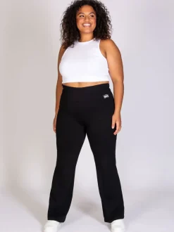 Pineapple Noir - Pantalons en jersey à ceinture repliée pour femmes
