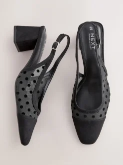 Next Noir à pois - Chaussures à talons carrés Forever Comfort® à bout carré Online