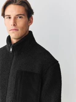 Next Noir - Polaire zippée en entonnoir en peau de mouton New